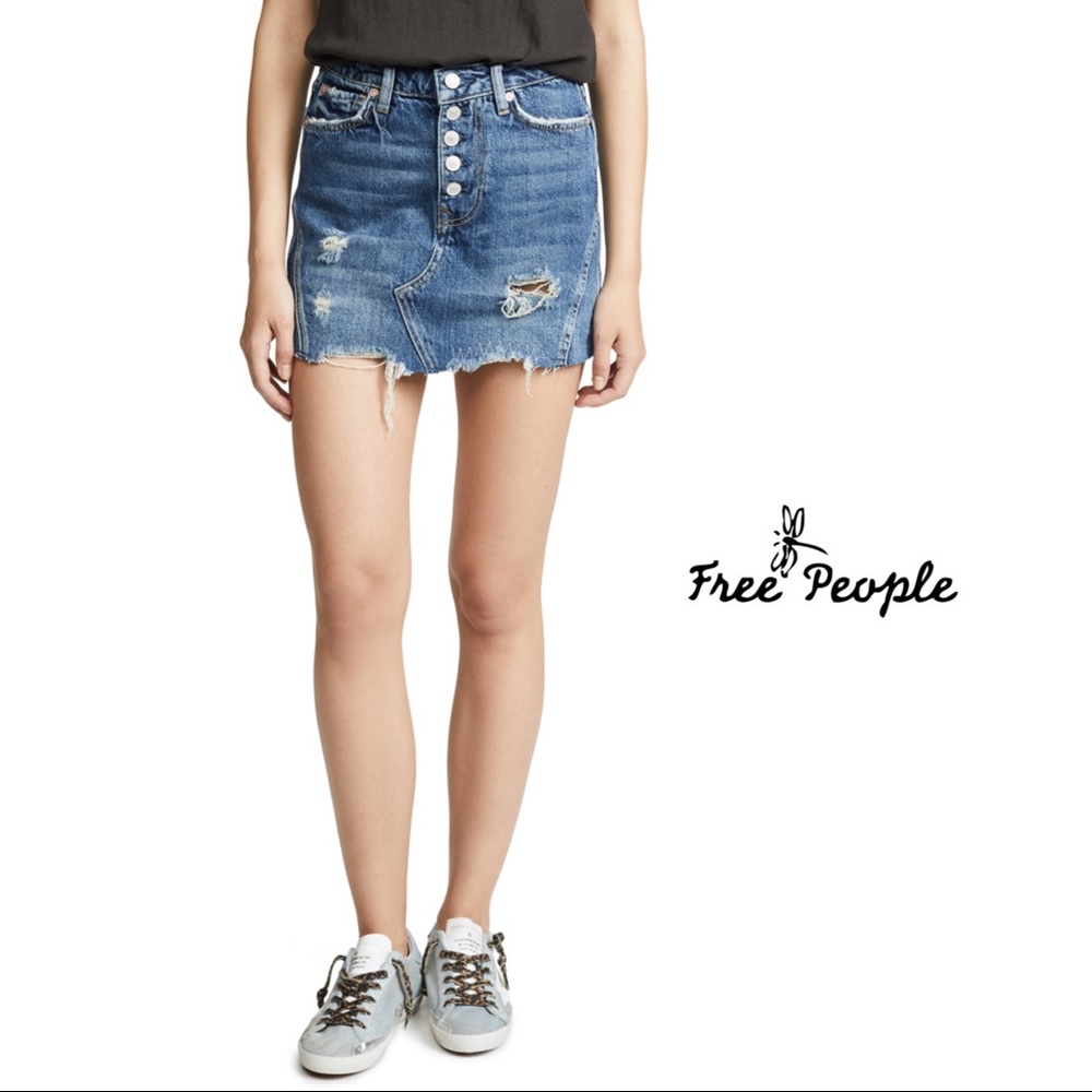 Free People Destroyed Raw hem Button Down